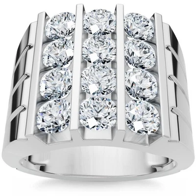 Anillo de diamantes VS 2,50 quilates aniversario alianza de boda oro cultivado en laboratorio Foto 1 de 4