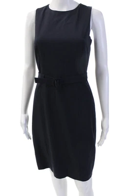 Платье-футляр женское Theory черное без рукавов круглый вырез натуральная шерсть размер 2 - Изображение 1 из 4