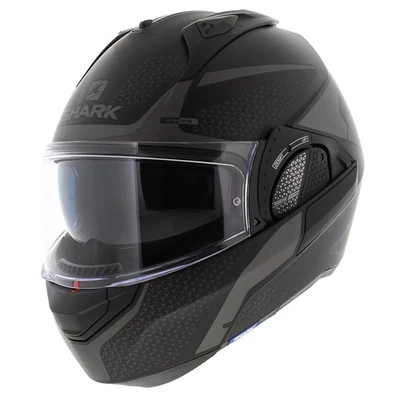 SHARK EVO-GT ENCKE MATT BLACK GREY  FLIP FRONT MODULAR MOTORCYCLE HELMET - Image 1 of 4