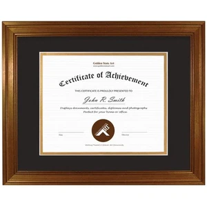 , 11x14 Frame for 8x10 Diploma/Certificate, Dark Gold Color. Includes Black O... - Picture 1 of 7