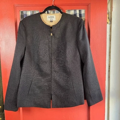 Kasper ASL Women's Black Long Sleeve Zip Front Lined Jacket Size 14 NWOT - Image 1 of 4