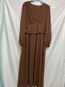 Vestido Maxie Marrón Manga Larga Talla 20 - Imagen 1 de 4