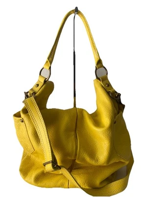 Bolso Bandolera Hobo de Cuero Amarillo J Crew Grande De Colección LEER Foto 1 de 4