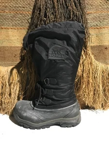 Sorel Snowlion schwarz Nylon Gummi isoliert Schneestiefel NL1080-010 Damen 7 - Bild 1 von 8