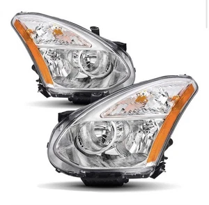 2×Headlight Assembly For 2008-2013 Nissan Rogue Chrome Housing Lamps Left Right - Picture 1 of 6