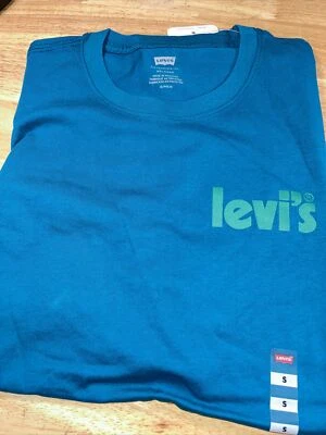 Camiseta LEVI'S Para Hombres Azul Logo Gráfico Manga Corta Calce Relajado Algodón Pequeña Nueva con Etiquetas Foto 1 de 4