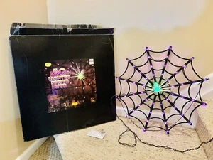 Vintage Holiday Highlights Halloween Lit 50 Lighted Spider Web Purple Lights EUC - Picture 1 of 24
