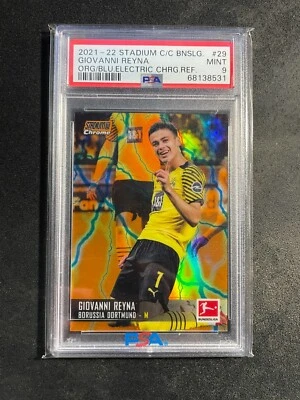 PSA 9 - 2021-22 Stadium Club Cromo BNSLG. GIOVANNI REYNA Naranja Azul #'d 09/10 Foto 1 de 2