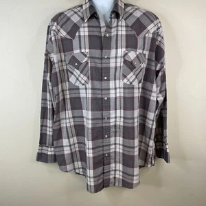 Ely Plains Vintage Western Cowboy Shirt Mens Sz XL Tall Gray Pearl Snap Rodeo - Picture 1 of 11