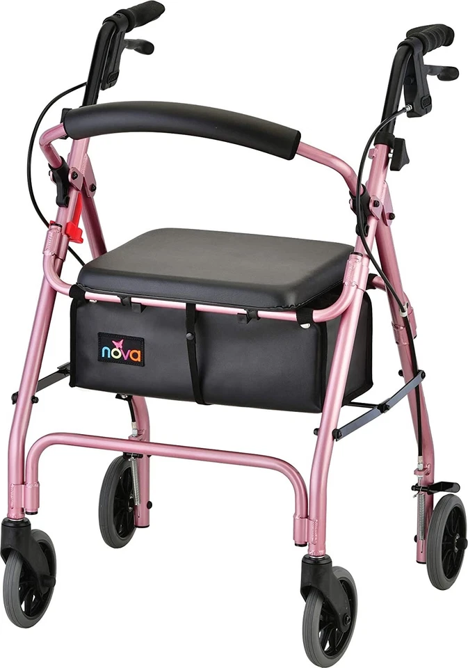 Nova GetGO Classic Foldable Rolling Walker Stnd Size Rollator - OPEN BOX PINK - Image 1 of 4