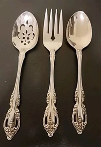 Oneida BRAHMS Community Stainless Serving Set of 3~Solid & Slotted Spoons & Fork - Picture 1 of 5
