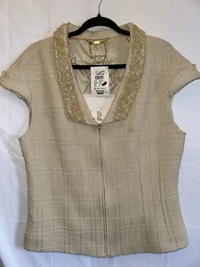 Größe 14 - St. John Couture Reißverschluss Weste beige neu K655272 Wollmischung $ 798 - Bild 1 von 9