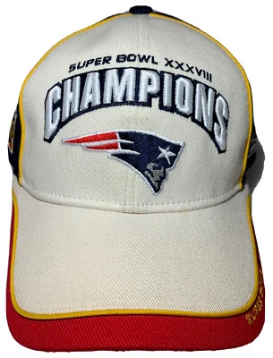 De colección Super Bowl XXXVIII Campeones New England Patriots Gorra Gorra Gorra Reebok NFL Foto 1 de 4