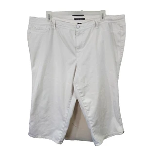 Roz Ali Capri Crop Pants Womens Size 22 Stretch White Zipper Casual 47x20 - Picture 1 of 12