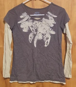 MUDD GRAY GIRL TOP WITH LONG SLEEVES - Picture 1 of 3