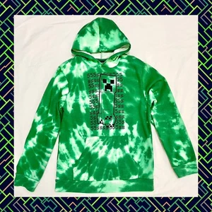 Minecraft Creeper Green Tie Dye Pullover Hoodie - Youth Size 2XL - Mad Engine - Picture 1 of 4
