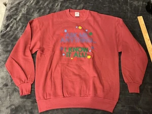 #3 VINTAGE 90ER JERZEES SWEATSHIRT ASK ME ANYTHING I KNOW IT ALL GR. XL - Bild 1 von 8