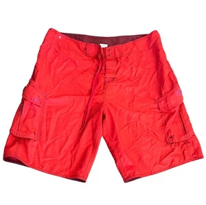 Quiksilver Mens Red Board Shorts Size 36 With Cargo Pockets - Picture 1 of 4