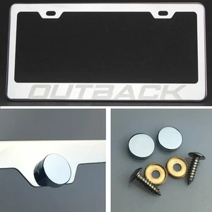 One Outback Laser Engraved Stainless Steel License Plate Frame Chrome Screw Cap - Picture 1 of 12