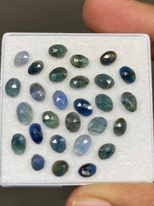Parti sapphire rosecuts bi color blue  weight 17.5 carats size 4mm-6x4mm pcs 28 - Picture 1 of 8