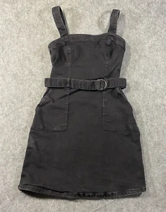 Hollister Dress Womens Extra Small Charcoal Black Denim Belted Mini - Picture 1 of 10