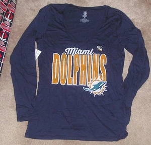 NEW NFL Miami Dolphins Football L/S Long Sleeve T Shirt S Small Women Ladies NWT - Picture 1 of 1