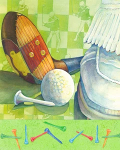 Large Garden Flag -Golf shoes and tees - Picture 1 of 1