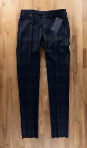 INCOTEX marineblau & grün Slim Fit Wolle kariert Hose Gr. 32 US / 48 IT Authentic - Bild 1 von 9