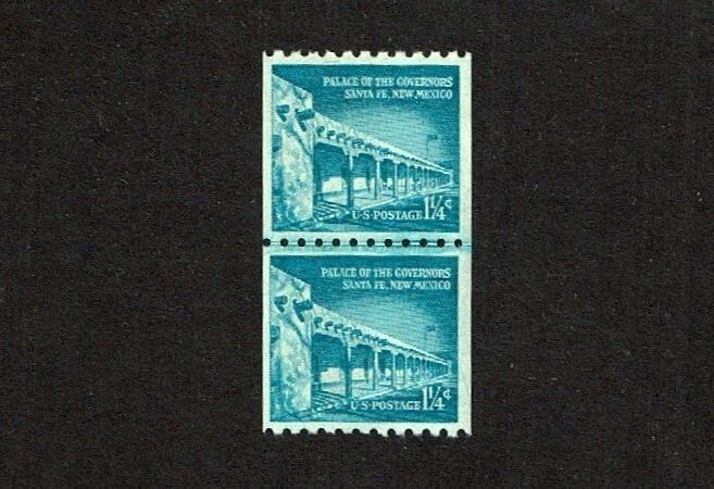 1954- U.S  1  1/4c Palace of Governors COIL LINE PAIR Sc#1054A   M/ NH/OG  GEM! - Image 1 of 1