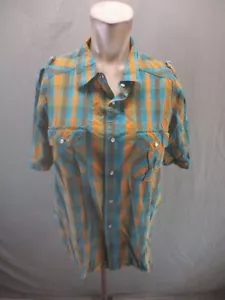 Mountain Hardwear Size M Mens Plaid 100% Cotton Short Sleeve Snap Up Shirt 312 - Picture 1 of 10