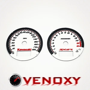 Kawasaki ZX-6R Ninja 600 2000-2002 MPH Aftermarket White Gauge Faces - Picture 1 of 1