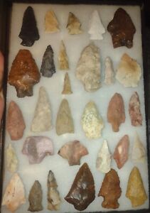 Authentic Florida Group Bolen, Suwannee, Serrated Kirk Indian arrowhead artifact