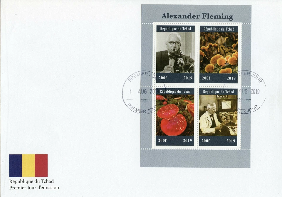 Chad 2019 FDC Alexander Fleming 4v M/S Cover Science Medical Mushrooms Stamps - Image 1 of 1