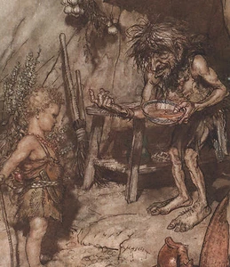 Zwergenskind Seigfried Wagner Ring Arthur Rackham 1911 Antik Kippdruck - Bild 1 von 4