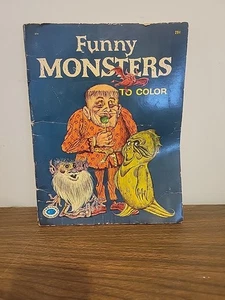 VTG 1965 Funny Monsters To Color Treasure Coloring Book Rare - Picture 1 of 8