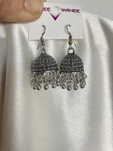 Jhumka Viral Jhumki Indian Ethnic Earrings Silver Oxidised Jhumka Tribal Boho - Picture 1 of 3