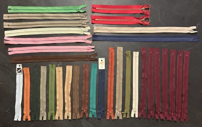 Lote De Colección De 34 Cremalleras De Costura Belding YKK TEE Garra 7" 10" 12" Foto 1 de 4