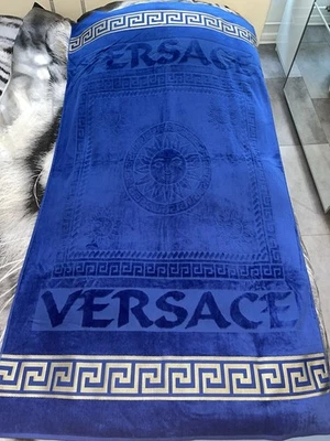 Versace Strandtuch Badetuch XXL Royalblau Stranddecke NEU - Bild 1 von 4