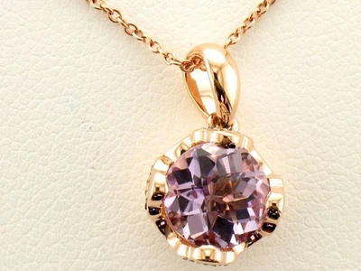 LeVian 14K Rose Gold 20" Pendant Necklace with 1.89 TCW Pink Amethyst & Diamond - Image 1 of 4