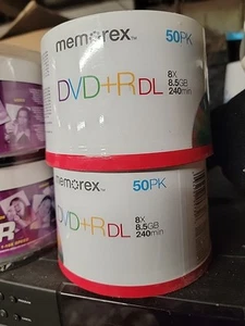 2x 50-Pk Memorex DVD+R DL Double Layer/Double Capacity 8.5GB x8 240 Mn New Read - Afbeelding 1 van 5