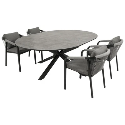 Gartengarnitur Sitzgruppe Gartenmöbel Garnitur LYON Alu ECP Rope wetterfest 5-tl - Bild 1 von 4