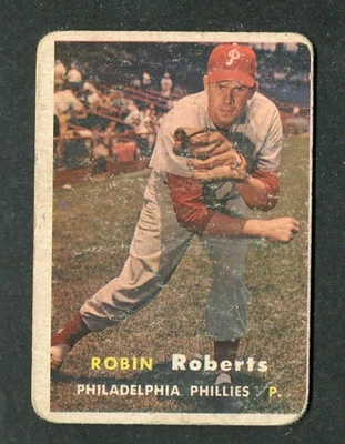 Robin Roberts Philadelphia Phillies Pitcher MLB Baseball Card 1957 Topps #15 - Image 1 of 2
