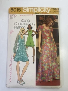 Vintage 70's Dress Puff Sleeve Simplicity Pattern #5015 CUT Size 14 - Imagen 1 de 2