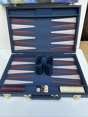 Vintage WHS Backgammon Set - Felt Lined Faux Leather Carry Case - Complete RARE - Image 1 of 4