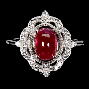 Black Friday 925 Silver Ring Oval Ruby 8x6mm Natural Gemstone Jewelry Size 8 - Picture 1 of 14
