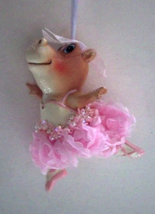 Ballerina ippopotamo in tutù rosa ornamento natalizio - Foto 1 di 3