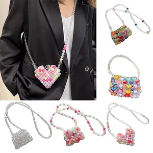 Square/Heart Shape Beaded 3D Cube Colorful Lipstick Bags Summer - Picture 1 of 17