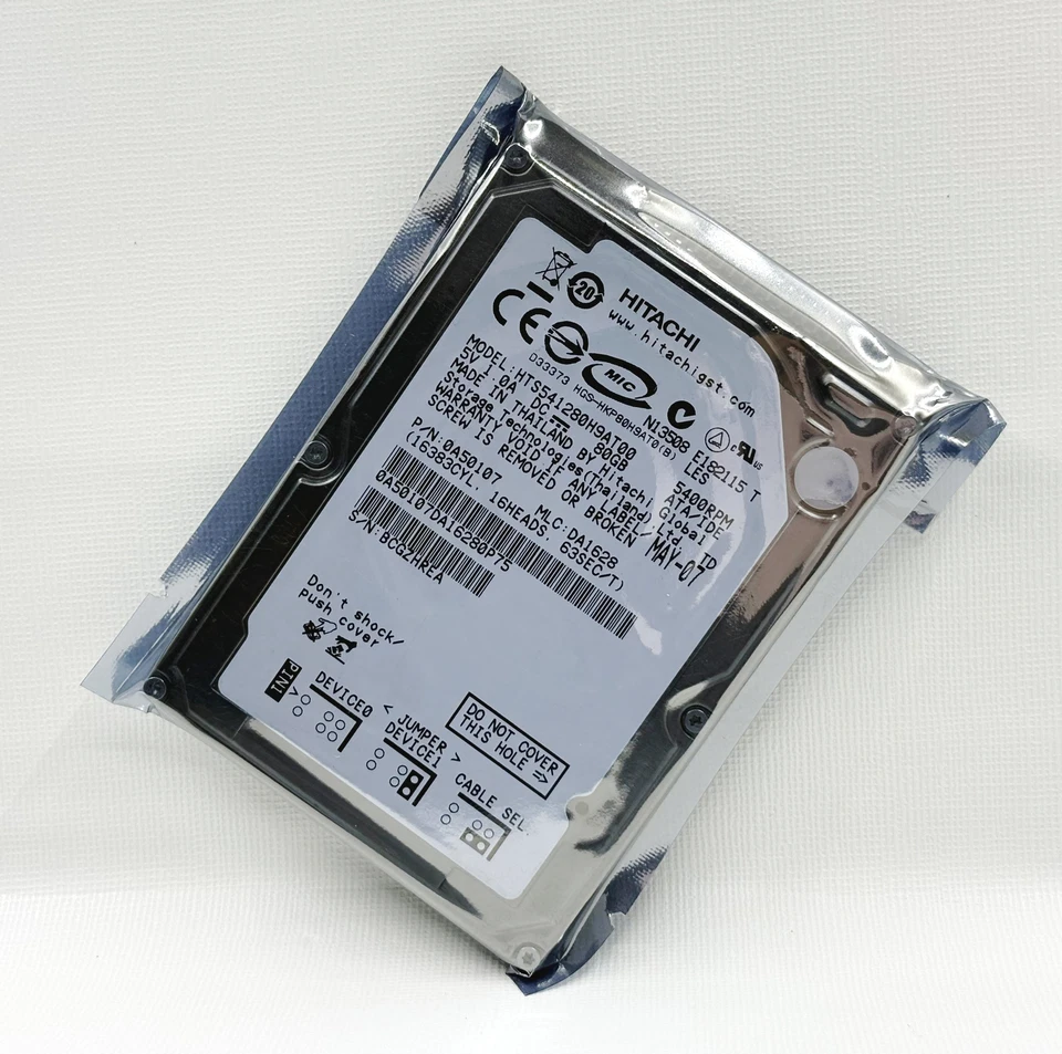 Hitachi 80GB 5400RPM HTS541280H9AT00 IDE 2,5-Zoll Notebook-Festplatte - Bild 1 von 1