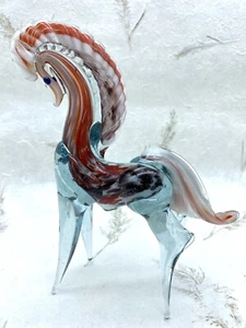 RARA SCULTURA CAVALLO IN VETRO MODERNO VINTAGE METÀ SECOLO BLU ARTE MURANO ANNI '50 OTTIME CONDIZIONI - Foto 1 di 24