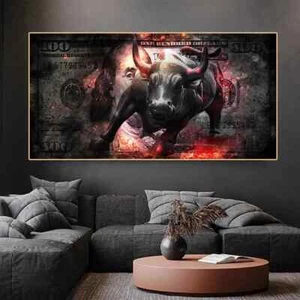 Poster quadro su tela creatività dollari e corrida arte da parete - Foto 1 di 4